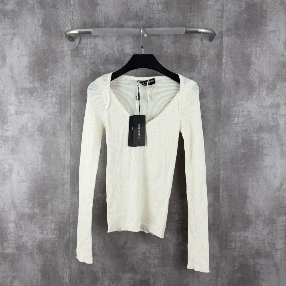 🚩steal authentic Dolce & Gabbana Cream Long Sleeve Top